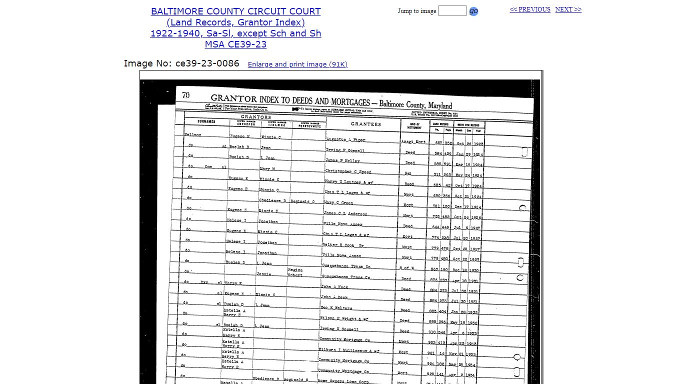 BA CIRCUIT COURT (Land Records, Grantor Index) 1922-1940, Sa-Sl, except ...